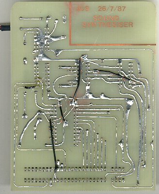 Sound synthesiser (Track side) PCB etched by me.